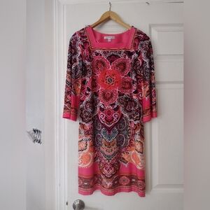 Vibrant Pink and Orange Paisley Dress